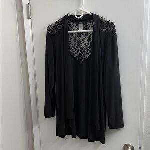 Ashley Blue Black Lace Detail Blazer